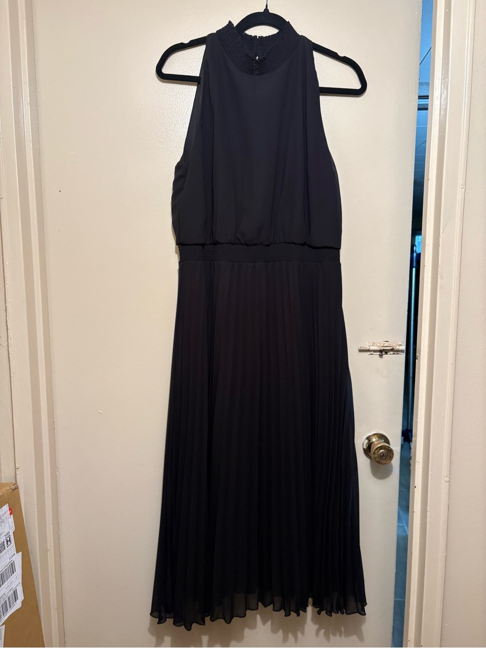 Sam Edelman Black Halter Pleated Maxi Dress